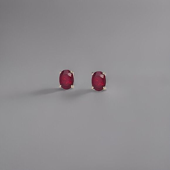 Natural Ruby Stud Earrings 14k Yellow Gold 2 TCW Certified $1,290 311044 - Picture 10 of 14